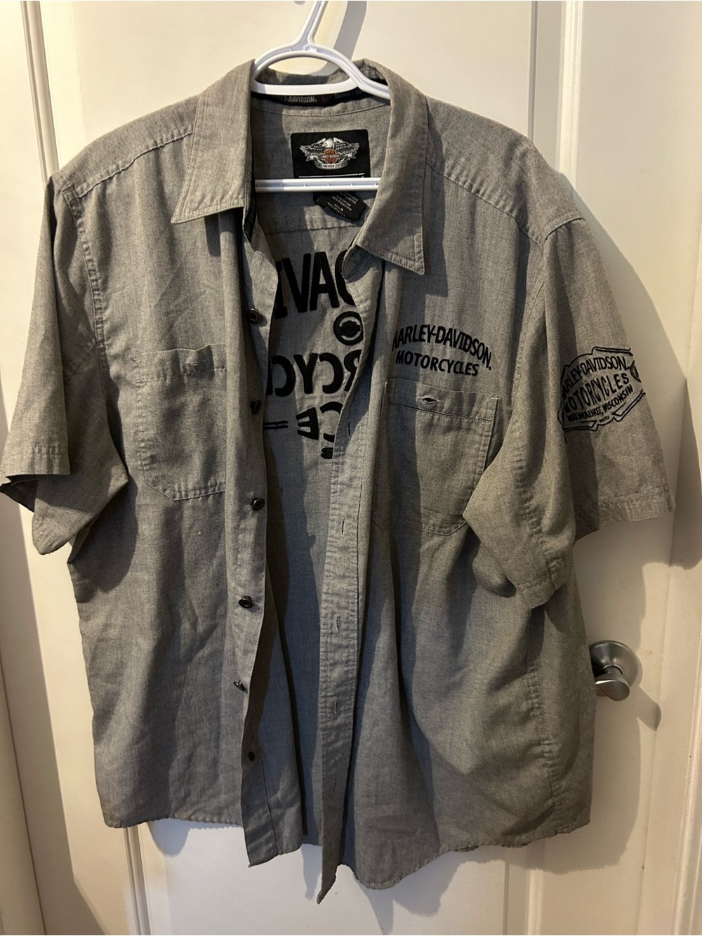 Harley-Davidson Men's Gray Short-Sleeve Work Shirt XL